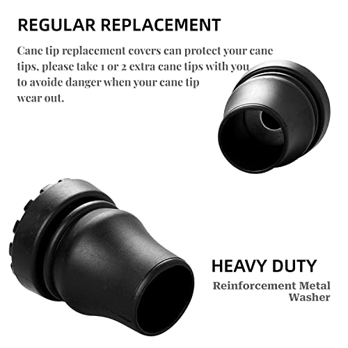 Replacement Cane Tips 3/4 Inch - Heavy Duty Anti-Slip Rubber Tips