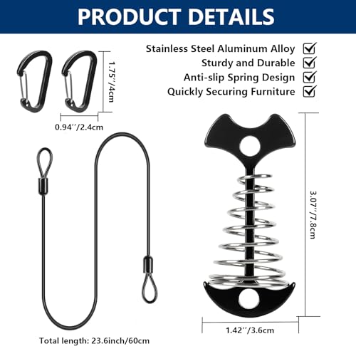 Fishbone Deck Anchor for Furniture - Marine Grade Stainless Steel - Black