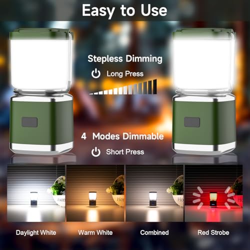 LED Camping Lantern, High Lumens Camping Light Rechargeable with 4 Light Modes, Waterproof, Camping Essentials, Mini Lantern Flashlight for Camping, Hurricane, Emergency, Hiking, Power Outages, 4pc