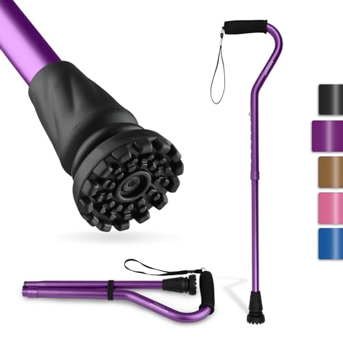 GPTCAMP Offset Folding Walking Cane for Men & Women - Purple, 31.5-36.4 in, 0.7 lb