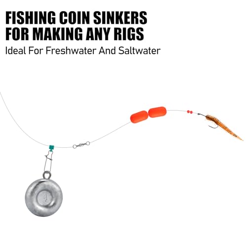 1oz Coin Sinkers Disc Weights for Catfishing - 5 Pack
