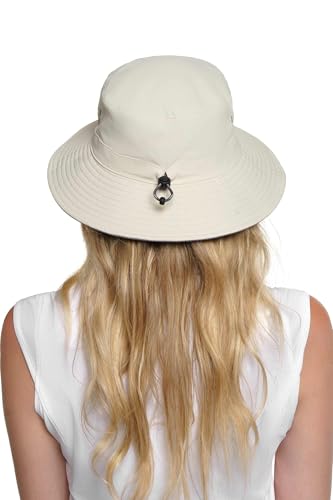 Coolibar Men's Nate Chlorine Resistant Bucket Hat Small-Medium Stone UPF 50+ Sun Protection