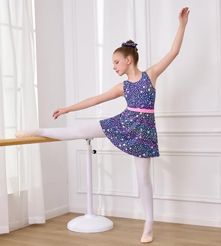 Gymnastics Leotard for Girls - Purple Star, 7-8 Years