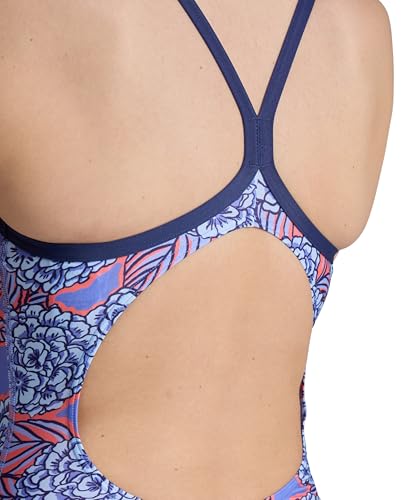 Arena Women's Hydrangea Bouquet Swimwear - Navy/Red/White - Light Drop Back Performance Suit