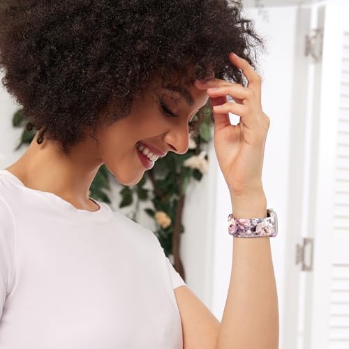 Floral Printed Silicone Sport Watch Band - Purple - 38mm/40mm/41mm