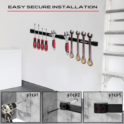 SEDY 7-Piece 12" Magnetic Tool Holder Storage Organizer, Garage Wall Mount Rack Organization Strip Power Magnet Organizers Mounted Workbench Board Slatwall Van Hanger