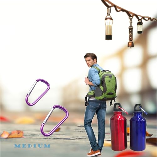 12-Piece Aluminum D-Ring Carabiner Clips - Lightweight & Durable