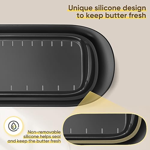 Airtight Butter Dish with Lid - Plastic Butter Keeper Tray - Black-01