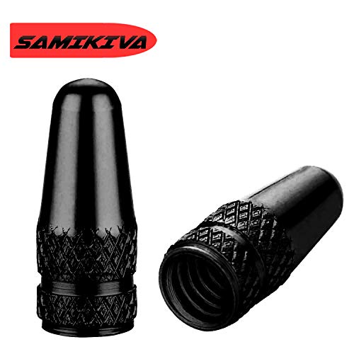 10 Pack Presta Valve Stem Caps - Anodized Aluminum Rocket Style - Black