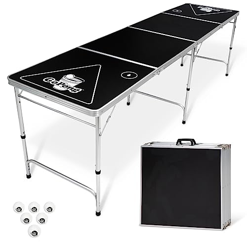 8-Foot Portable Beer Pong Table - Black - Durable & Lightweight
