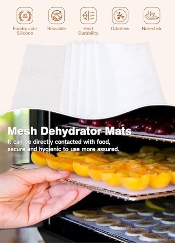 6 Pack Silicone Dehydrator Sheets 14x21 Inch Non-Stick Food-Grade Mesh Trays