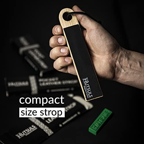 Pocket Knife Strop Kit with Leather Strop & Honing Compound – Razor Sharp Edges