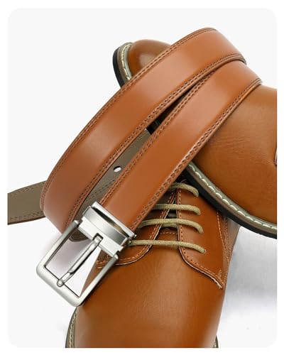 Men's Leather Dress Belt - 1 3/8" Tan Belt for Sizes 32-34