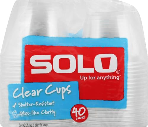 Clear Plastic Cups, 9 oz, 40-Count Pack - Durable Drinkware
