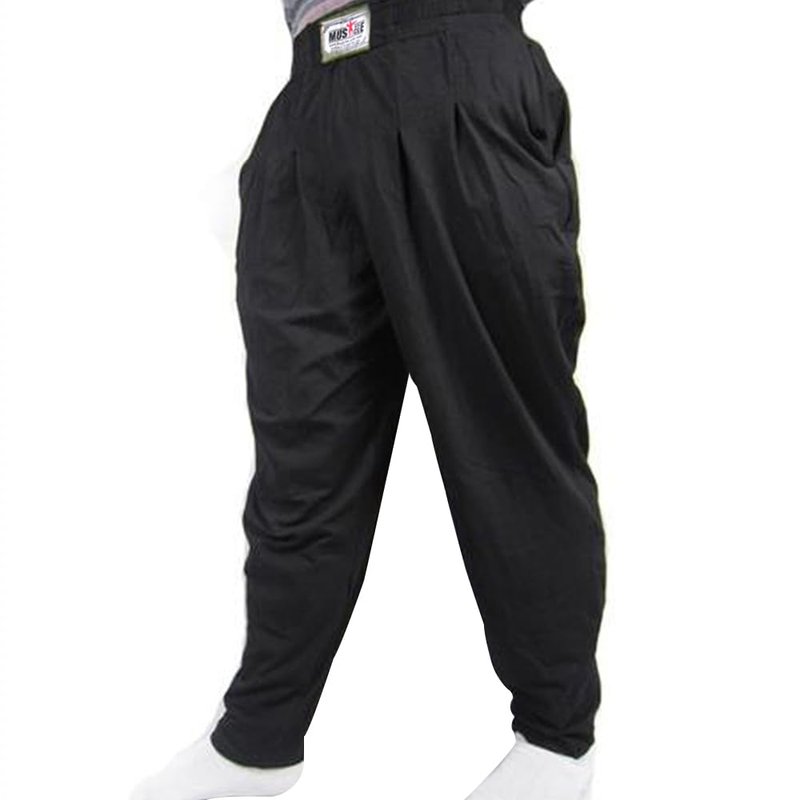 Muscle Alive Men's Baggy Sweatpants Athletic Gym Pants Bodybuilding Fitness Sports Trousers Loose Fit Joggers with Pockets Black Color Size L