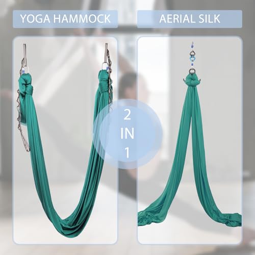 Aerial Silks Yoga Swing Set - Anti-Gravity Hammock Kit, Emerald Green
