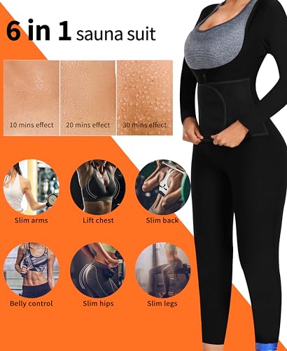 Full Body Sauna Jumpsuit Sweat Suit - Heat Trapping, Blue Lining, Large