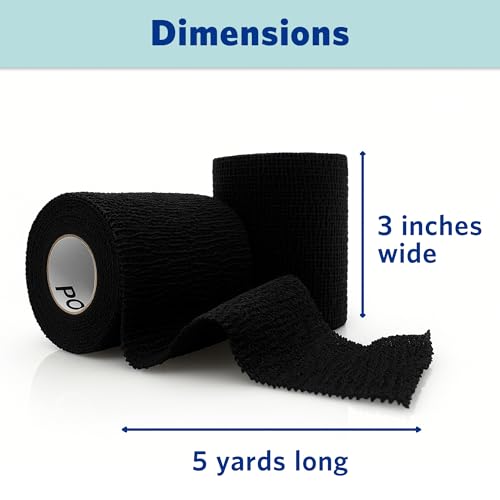 OVIK Health PowerFlex Self-Adhering Sports Wrap Black 2 Inch 2 Pack for Injury Prevention