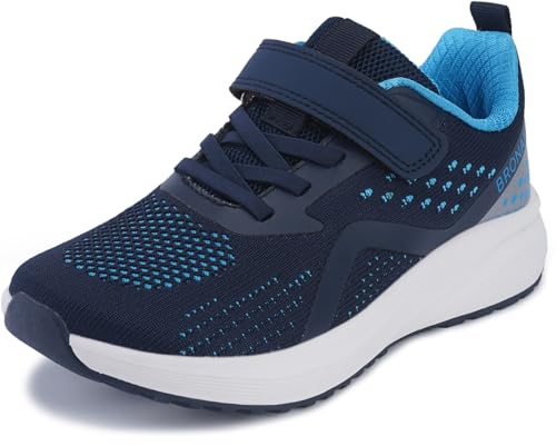 BRONAX Kids Wide Toe Box Tennis Shoes for Boys & Girls Dark Blue 4W