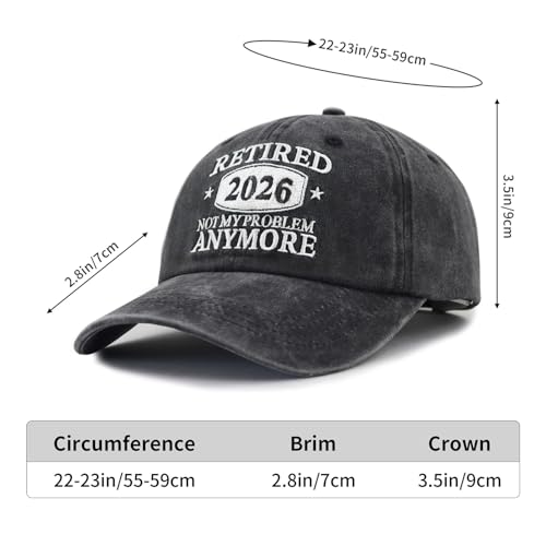 Xpayzere Not My Problem Anymore Retirement Baseball Cap Black Adjustable Cotton Hat for Men Women