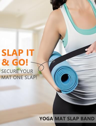 Yoga Mat Strap - 2 Pcs Black Scrunchie Slap Band for Travel