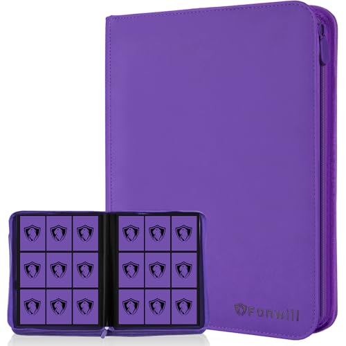 Fonwill 9 Pocket Card Binder with 360 Slots Purple - Trading Card Holder & Organizer