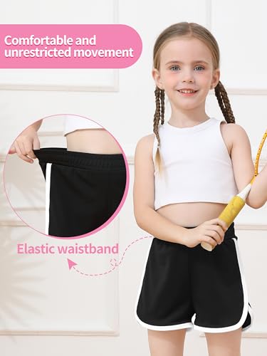Resinta 4-Pack Toddler Girls Athletic Shorts - Quick Dry Dolphin Gym Shorts, 2T, Black Mint Pink