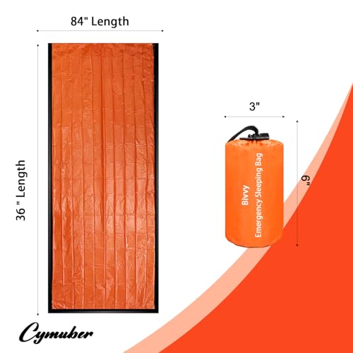 Cymuber Survival Orange 2-Pack Emergency Sleeping Bags Waterproof Thermal Bivy Sacks