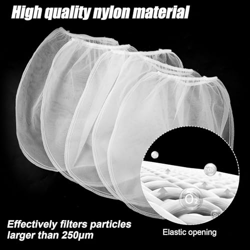 10pcs 1 Gallon Paint Strainer Bags, Paint & Liquid Filter Bags White Fine Mesh Bucket Strainer with Elastic Top Opening Paint Filtering Bag for Paint Gardening Hydroponics (Bucket Not Included)