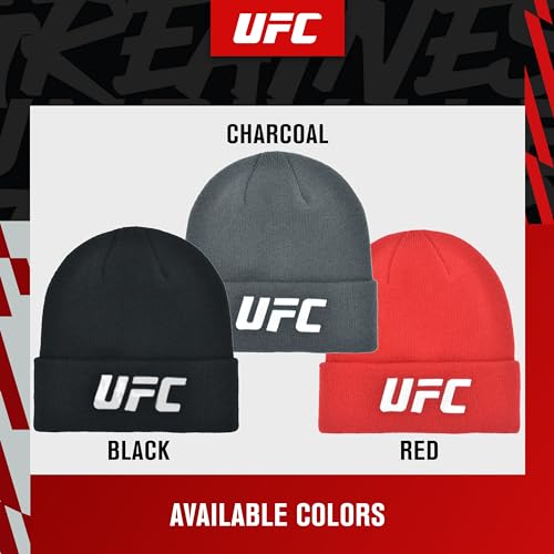 UFC Beanie Hat - Cuffed Winter Knit Cap - One Size, Black