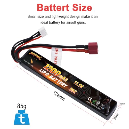 11.1V 1200mAh LiPo Airsoft Battery Pack with Deans-T Connector - 3S 20C