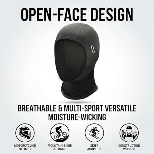 Cooling Ice Silk Skull Cap Helmet Liner Balaclava Mask - Black Long