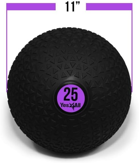 Yes4All Slam Balls - Durable 25lb Weighted Ball for Strength Training | Black PVC Sand-Filled Design