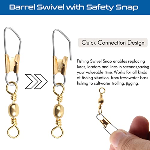 Fishing Barrel Swivel Snap Kit - 50pcs Quick Connect Swivels - Black & Gold