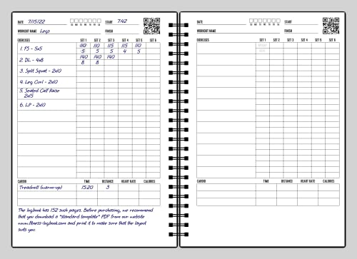 A5 Undated Fitness Logbook - Black Plastic Workout Journal
