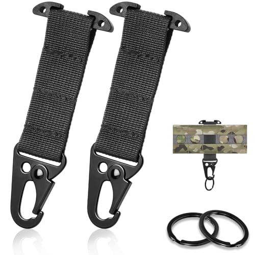 Tactical Molle Clips T-Mount Webbing Key Holder, 2 Pack Clash Hook