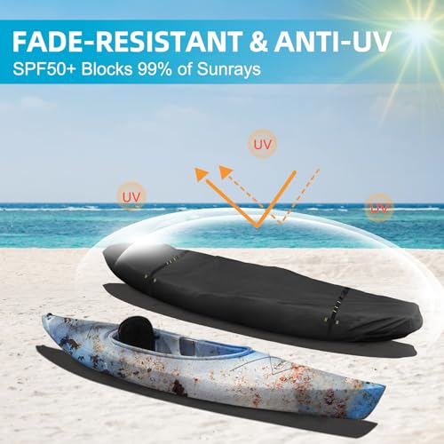 Heavy Duty Waterproof Kayak Cover 12.3-13.5ft UV & Tear Resistant Outdoor Storage