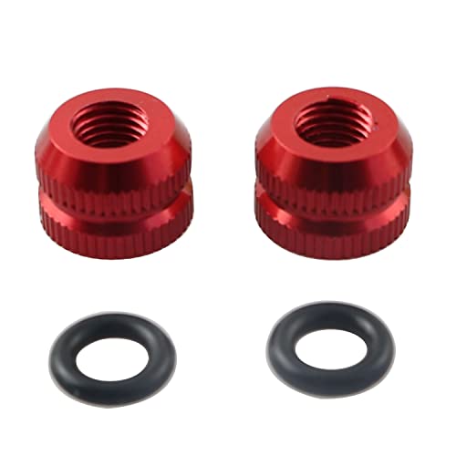 2PCS Bicycle Vacuum Tire Presta Valve Nuts with O-Ring - Red