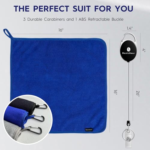Microfiber Fishing Towel Set - 3 Pack, 16x16 in, Black/Gray/Blue