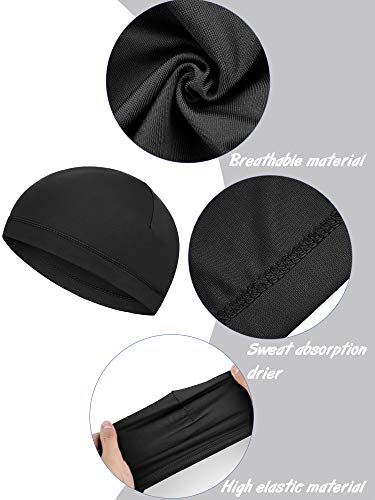 Geyoga 6 Pcs Kids Skull Cap Helmet Liner Hats, Small Black