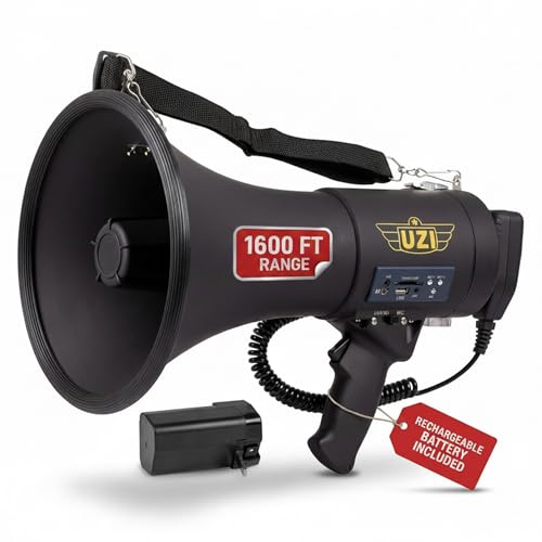 50W Bluetooth Megaphone with Siren - Professional Bullhorn Megaphone