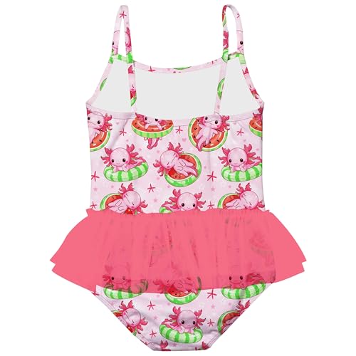 Girls One Piece Swimsuit - Mermaid Bathing Suit, Pink Watermelon, 3-4T