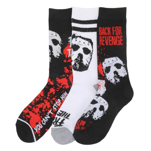 Jason Mask Crew Socks 3-Pair Pack Glow-in-the-Dark Horror Sports Socks
