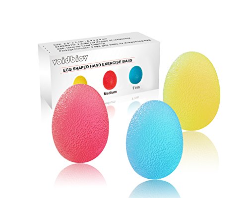 Stress Balls Set with Carry Bag - 3 Resistance Levels - Red/Yellow/Blue