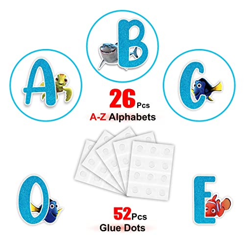 Findng Nmo Alphabet Wall Stickers A to Z ? Educational Ocean Theme Vinyl Wall Decals for Room, or Classroom ? Removable & Reusable Findng Nmo ABC Letters Wall Decor for Toddlers