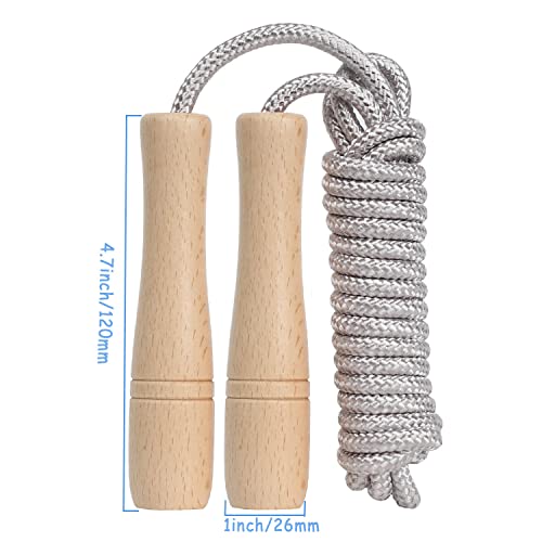 Adjustable Cotton Jump Rope for Kids - 8.5ft with Wooden Handle