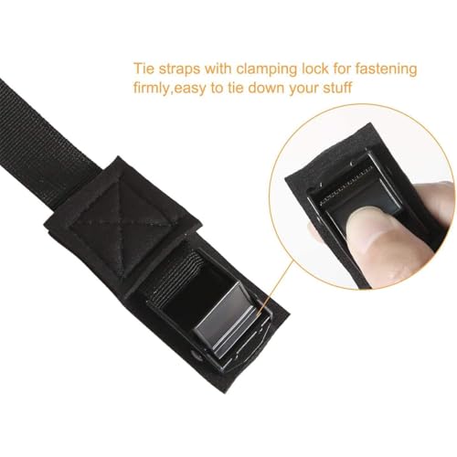 Adjustable Kayak Tie Down Straps - Padded Cam Buckle, 2 Pack, 1"x10' - Black