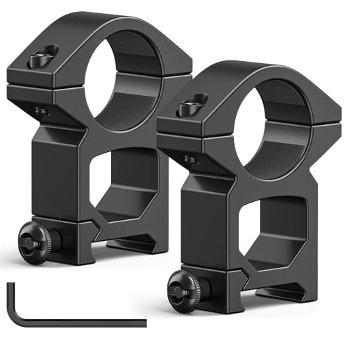 1 Inch Scope Rings - High Picatinny Mounts - 2 Pieces - Black