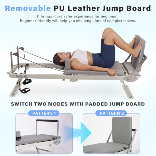 Foldable Pilates Reformer Machine with Jump Board & Dual Resistance