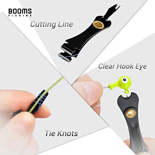 Fishing Knot Tying Tool and Line Cutter with Retractor - Black